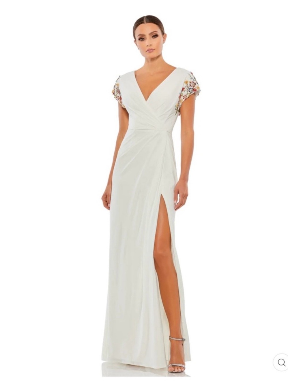 Mac Duggal 55709 Beaded Sleeve Pleated Dress